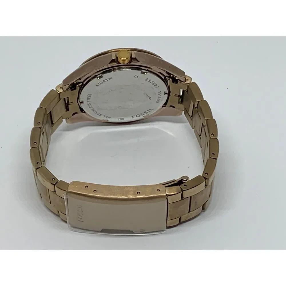 Fossil ES3887 Women's Gold Stainless Steel Analog Silver Dial Quartz Warch GE40